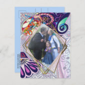 明るいブルーアーティストパーティードードルクリエーション 案内ポストカード (正面/裏面)