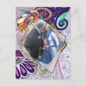 明るいブルーアーティストパーティードードルクリエーション 案内ポストカード (正面)