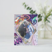 明るいブルーアーティストパーティードードルクリエーション 案内ポストカード (スタンド正面)