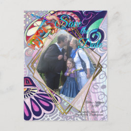 明るいブルーアーティストパーティードードルクリエーション 案内ポストカード