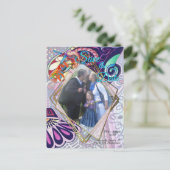 明るいブルーアーティストパーティードードルクリエーション 案内ポストカード (スタンド正面)