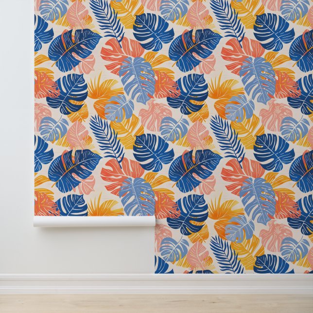 明るいブルーイエローサマートロピカルパーム葉 壁紙 (アプリケーション)