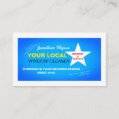 明るいブルーウィンドウクリーナー、クリーニングサービス 名刺 (裏面)