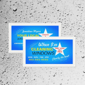 明るいブルーウィンドウクリーナー、クリーニングサービス 名刺