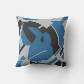 明るいブルーグレーブラックはっきりした旋回抽象芸術 クッション (裏面)