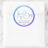 明るいブルーパープルグリッタースターズフレームベビーシャワー ラウンドシール (バッグ)