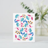 明るいブルーピンク色彩の鮮やかの抽象芸術はがき ポストカード (スタンド正面)