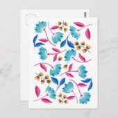 明るいブルーピンク色彩の鮮やかの抽象芸術はがき ポストカード (正面/裏面)