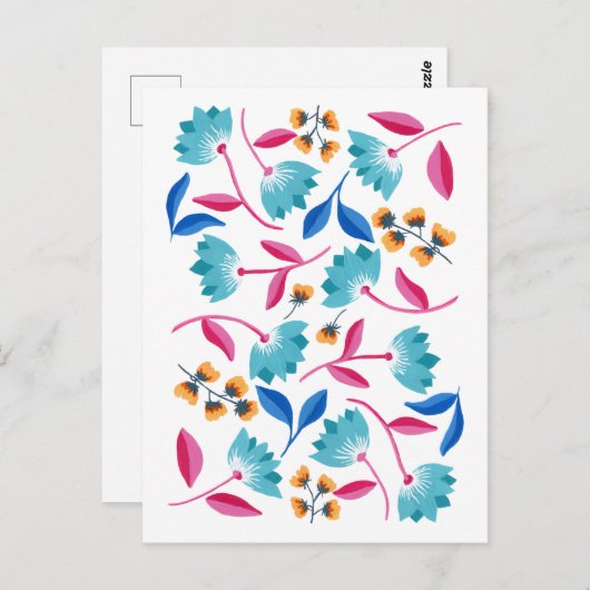 明るいブルーピンク色彩の鮮やかの抽象芸術はがき ポストカード (正面/裏面)