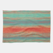 明るいブレンストライプド線赤ターコイズムーブ キッチンタオル (横)