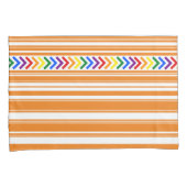 明るいプライドパターンのオレンジと白ストライプ色 枕カバー (正面右)