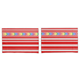 明るいプライドパター赤と白ンストライプ 枕カバー