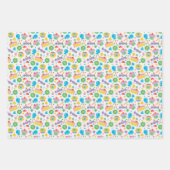 明るいプライマリカラーキッズケーキ&キャンディ ラッピングペーパーシート (正面)