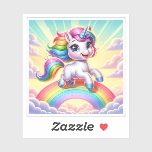明るいプリズムユニコーンお洒落 シール (シート)