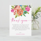 明るいベビーの開花ピンクのフローラ女の子ベビーシャワー サンキューカード (スタンド正面)