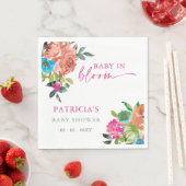 明るいベビーの開花ピンクのフローラ女の子ベビーシャワー スタンダードランチョンナプキン (インサイチュ)