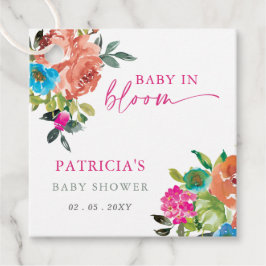 明るいベビーの開花ピンクのフローラ女の子ベビーシャワー フェイバータグ