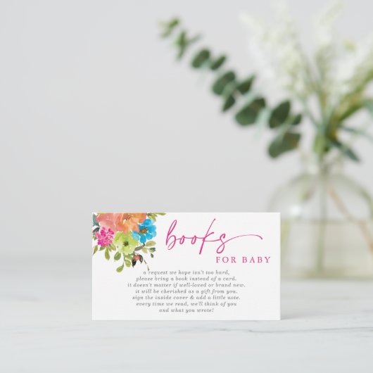 明るいベビーの開花ピンク赤ちゃんシャワー予約リクエスト エンクロージャーカード (スタンド正面)