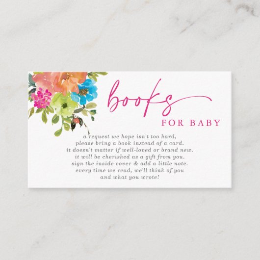 明るいベビーの開花ピンク赤ちゃんシャワー予約リクエスト エンクロージャーカード (正面)