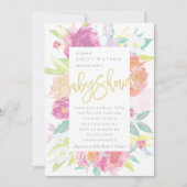 明るいベビーシャワー招待状フローラ水色 招待状 (正面)