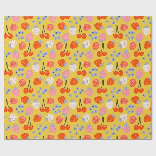 明るいベリカラフルーの果実のパターン ラッピングペーパー (フラット)