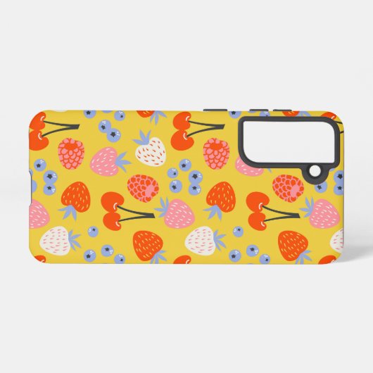 明るいベリカラフルーの果実のパターン SAMSUNG GALAXYケース (裏面横)