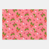 明るいベリーの花柄 ラッピングペーパーシート (正面3)