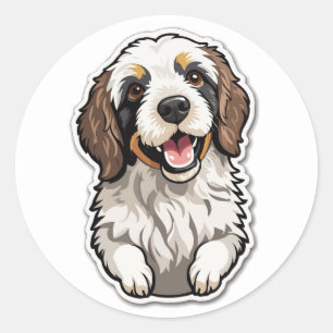 明るいベルネドードルステッカー:ミックス犬 ラウンドシール