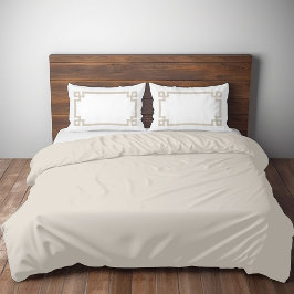 明るいベージュと白いギリシャ語の鍵標準 枕カバー