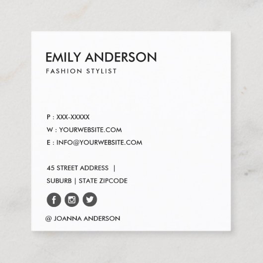 明るいベーモダンジュオはっきりしたレンジピンクのネイビーストライプ スクエア名刺 (裏面)