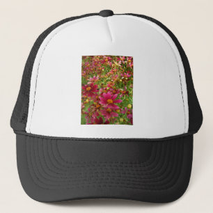 明るいホットピンクと黄色のデイジーの花 キャップ