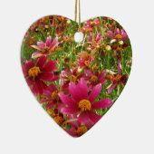 明るいホットピンクと黄色のデイジーの花 セラミックオーナメント (右)