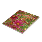 明るいホットピンクと黄色のデイジーの花 タイル (側面)