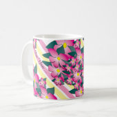 明るいホットピンクのフローラマグ コーヒーマグカップ (正面左)