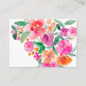 明るいホットピンクの秋フローラスクリプトブライダルレジストリ エンクロージャーカード (裏面)