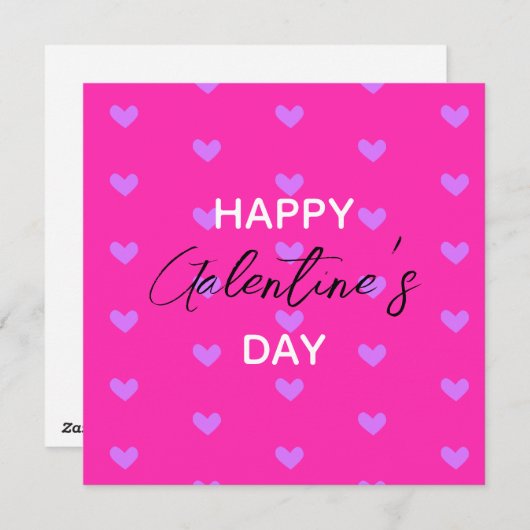 明るいホットピンクラベンダーハートハッピーガレンティン シーズンカード (正面/裏面)