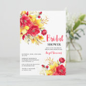 明るいホット赤秋フローラスクリプトブライダルシャワー 招待状 (スタンド正面)