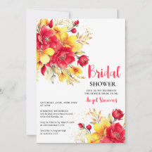 明るいホット赤秋フローラスクリプトブライダルシャワー