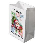 明るいホリデーステッカーサンタ ミディアムペーパーバッグ (裏面アングル)