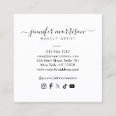 明るいホログラフィックリップメイクアップアーティスト、美しい スクエア名刺 (裏面)