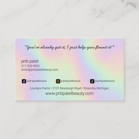 明るいホログラフィック化粧用ヘアラッシュ爪、 ネイル美しい 名刺 (裏面)