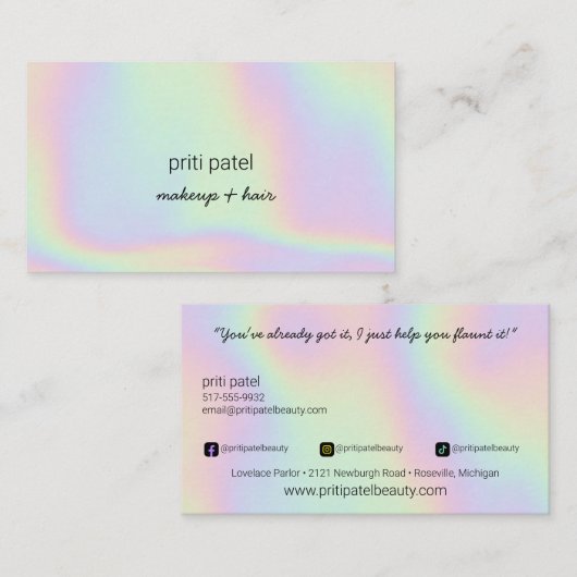 明るいホログラフィック化粧用ヘアラッシュ爪、 ネイル美しい 名刺 (正面/裏面)