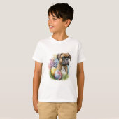 明るいボクサー犬のイースターエッグ、ハッピーイースター ボクサー Tシャツ (正面フル)