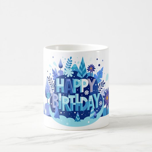 明るいボタニカルな誕生日ギフト コーヒーマグカップ