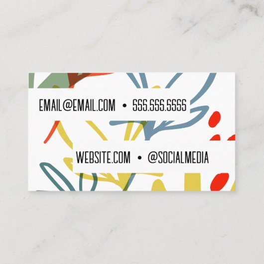 明るいボタニカルモダンユニーク 名刺 (裏面)