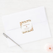 明るいボヘミアン様式のテラコッタ柄フラワーブーケ 結婚式のお礼 スクエアシール (封筒)