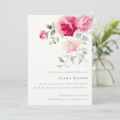 明るいボホレッドピンクローズフローラ赤ちゃんシャワー 招待状 (スタンド正面)