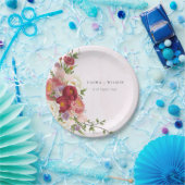 明るいボホレッドピンク白結婚花 ペーパープレート (パーティー)