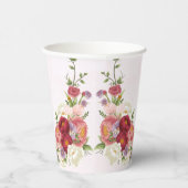明るいボホレッドピンク白結婚花 紙コップ (右)