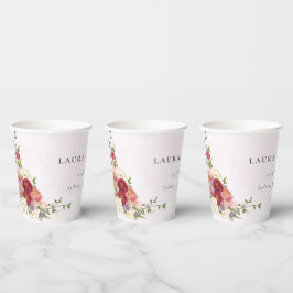 明るいボホレッドピンク白結婚花 紙コップ